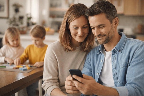 Familie plant Finanzierung