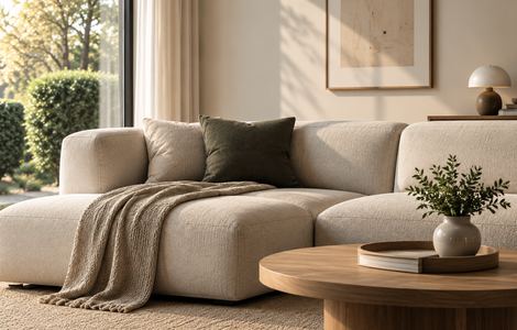 Helles Sofa in einem modernen Wohnzimmer